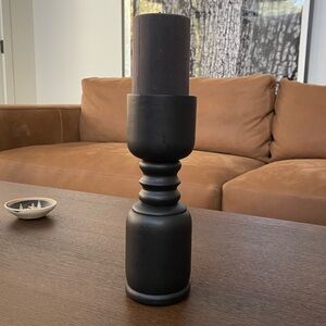 Black Wood Candle Holder